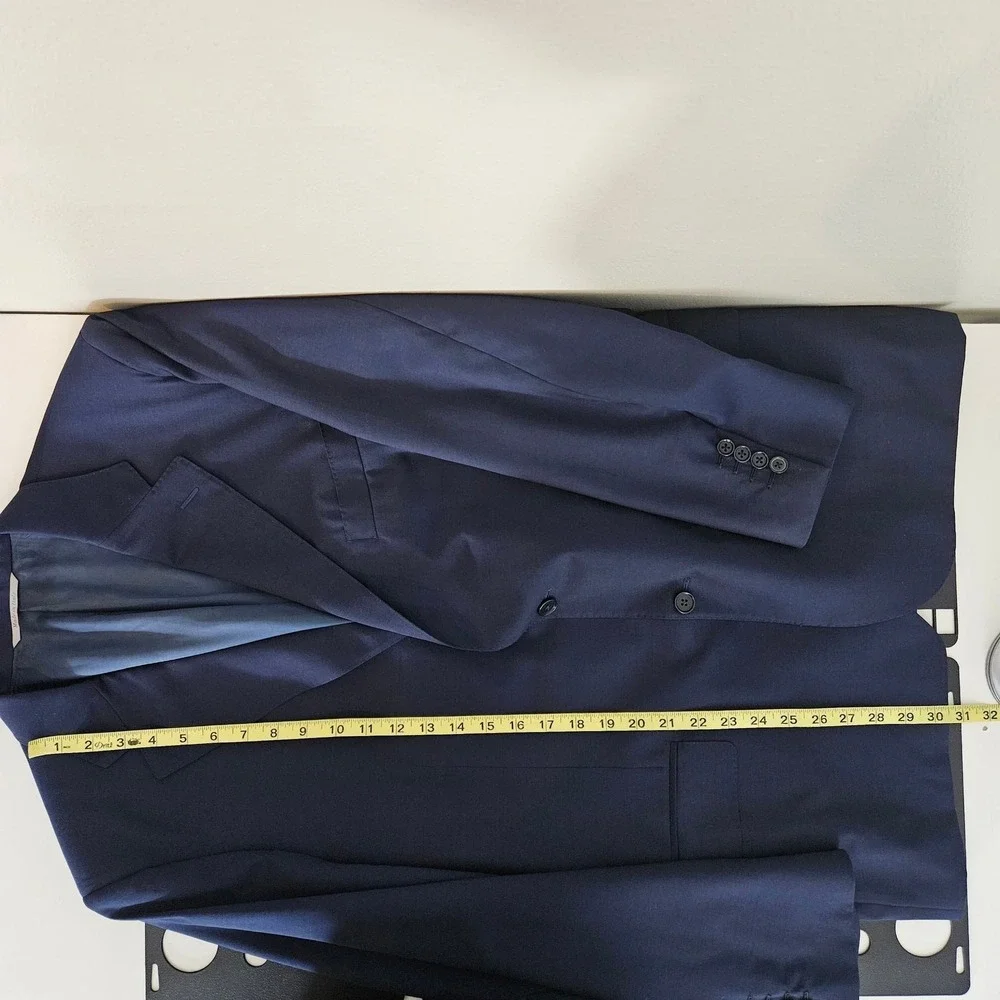 Canali Wool Blazer Suit Jacket Coat Navy Blue | US 44 | SMALL HOLE | FLAWS